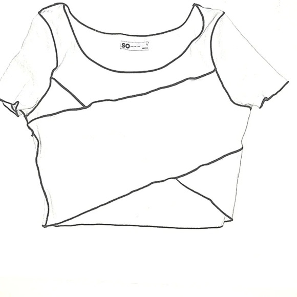 White with black stitching crop top - Picture 1 of 2